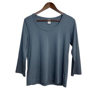 Peruvian Connection‎ t-shirt women's large blue Pima cotton casual minimalist